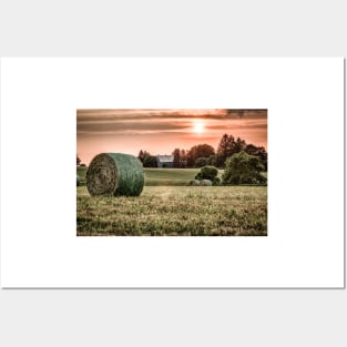 Sunset Over Hay Field 2 Posters and Art